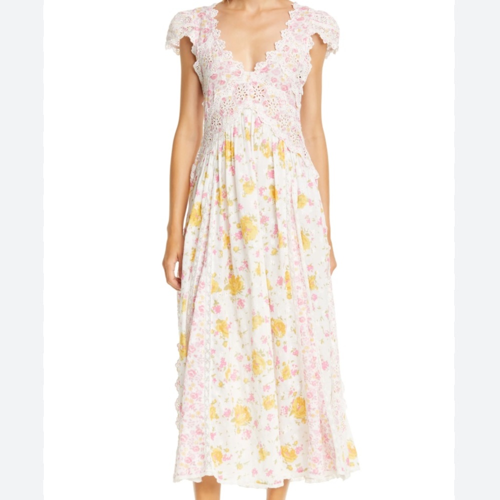 Loveshackfancy Archer Floral Print Maxi Dress in Lemonade Stand